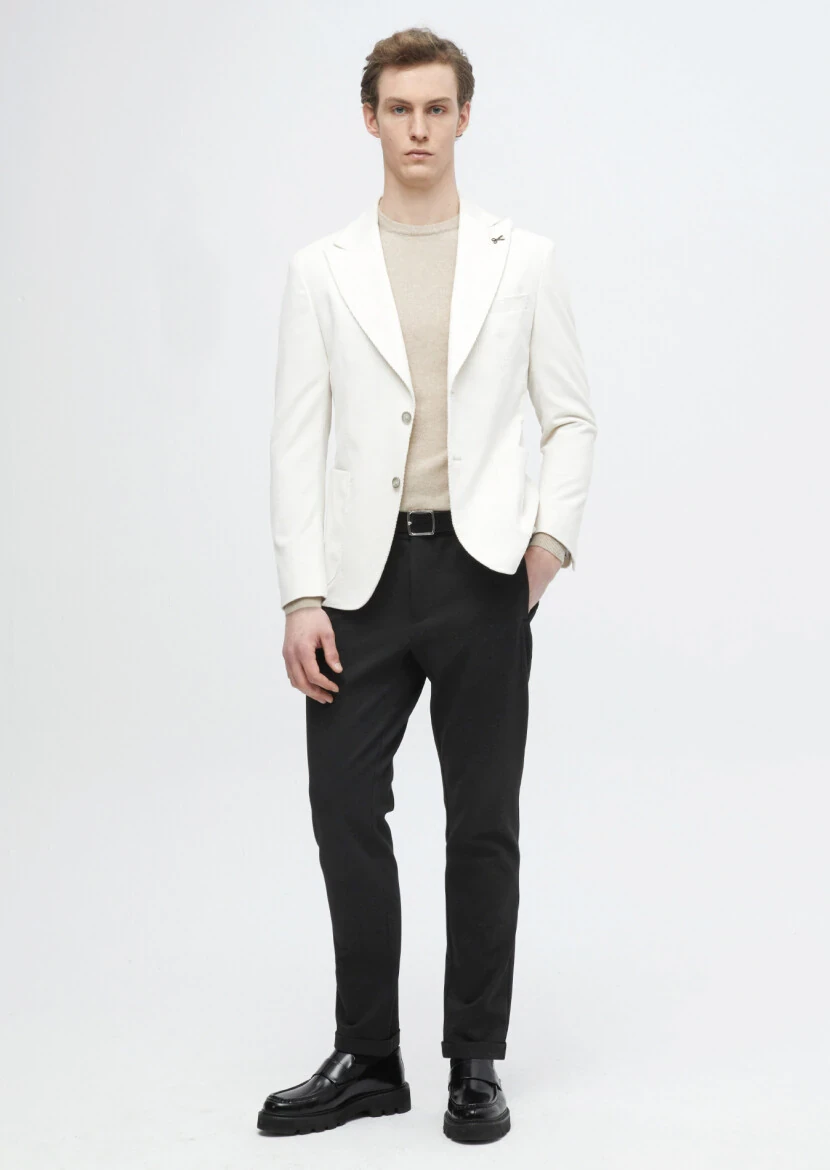 Ekru Fitilli Shirt Shoulder Slim Fit %100 Pamuk Ceket - 3