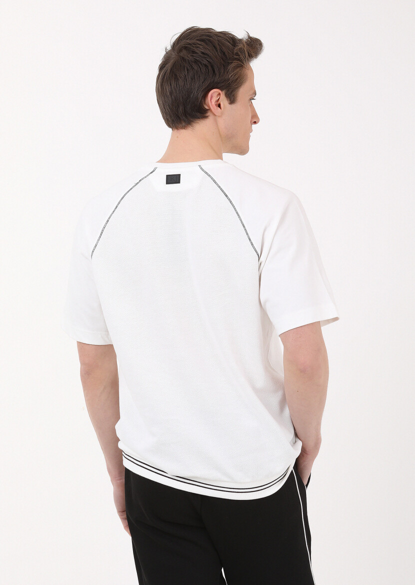 Ekru Jakarlı Sweatshırt - 4
