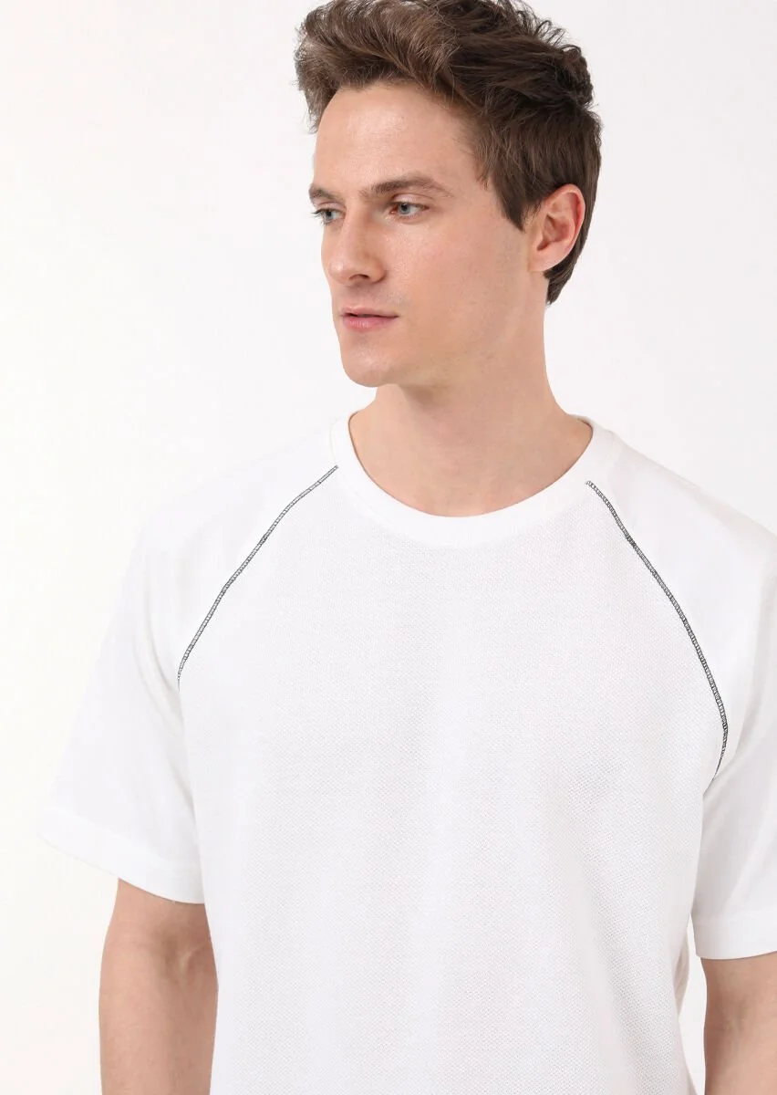 Ekru Jakarlı Sweatshırt - 3