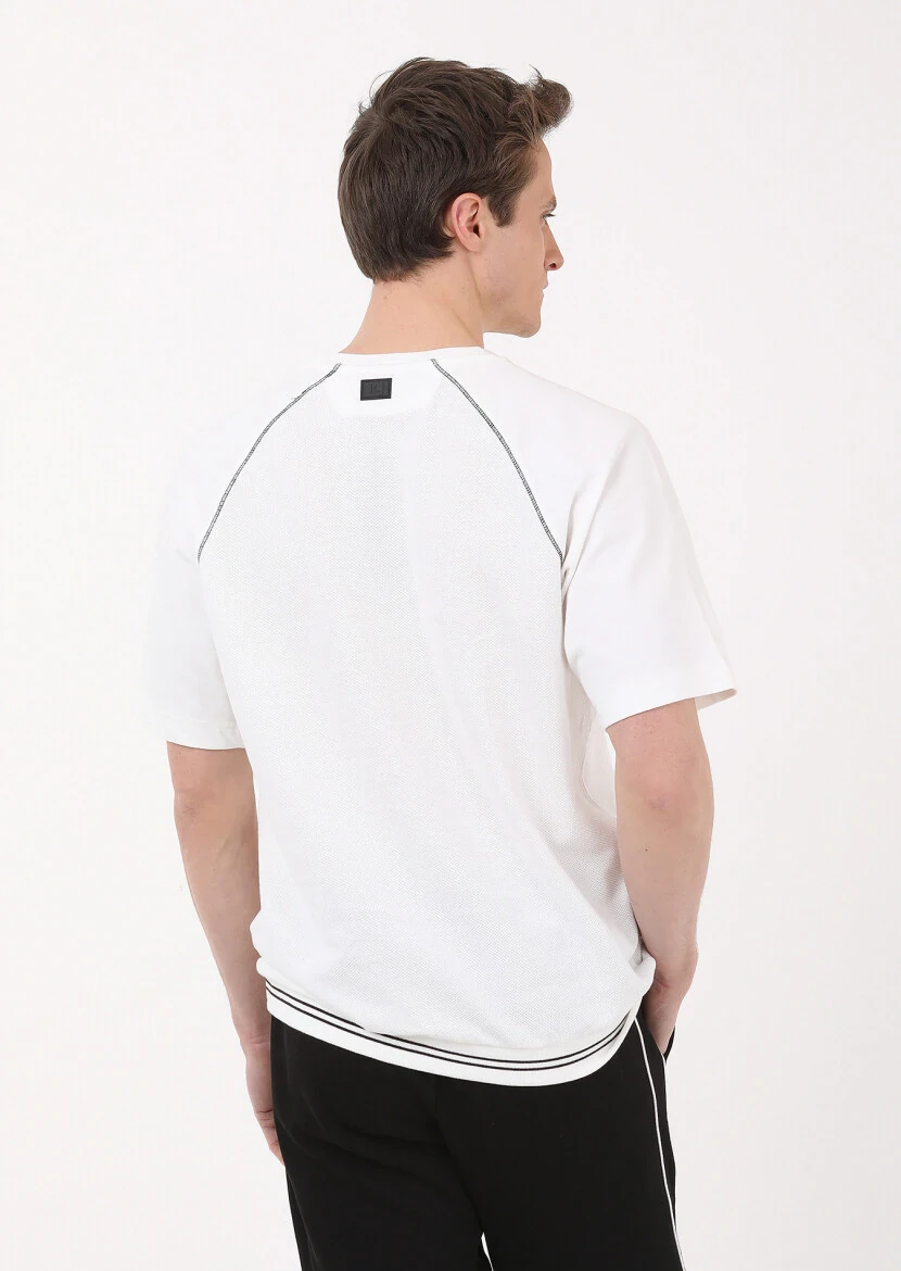 Ekru Jakarlı Sweatshırt - 5
