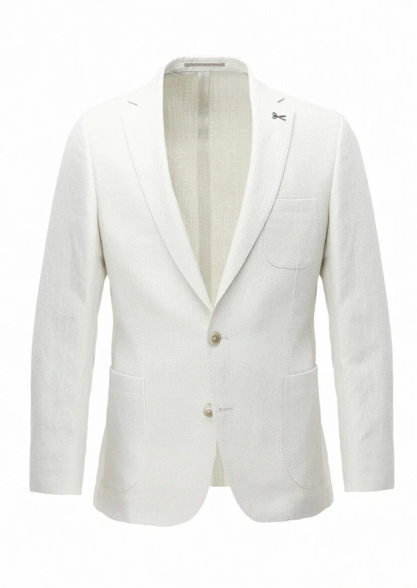 Ekru Mikro Shirt Shoulder Slim Fit Pamuk Karışımlı Ceket - 7