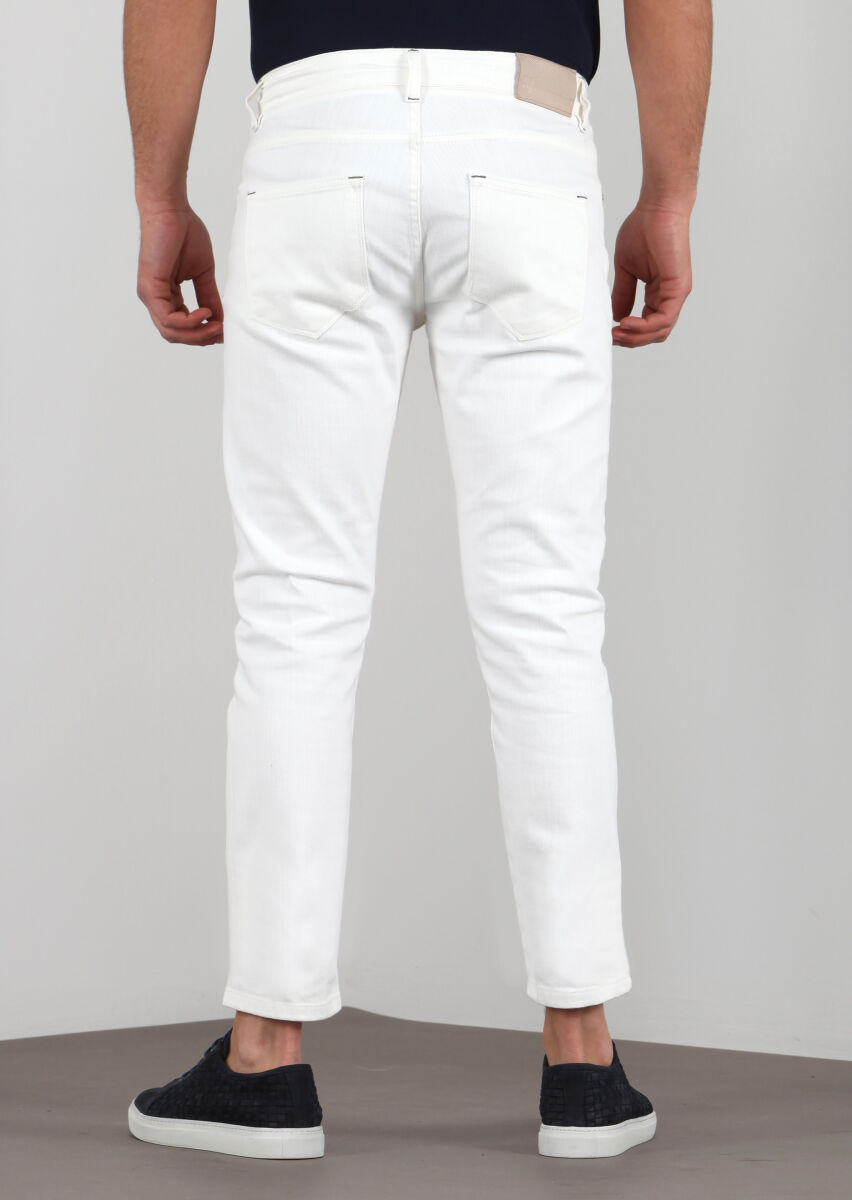Ekru Pamuk Karışımlı Denim Pantolon - 2