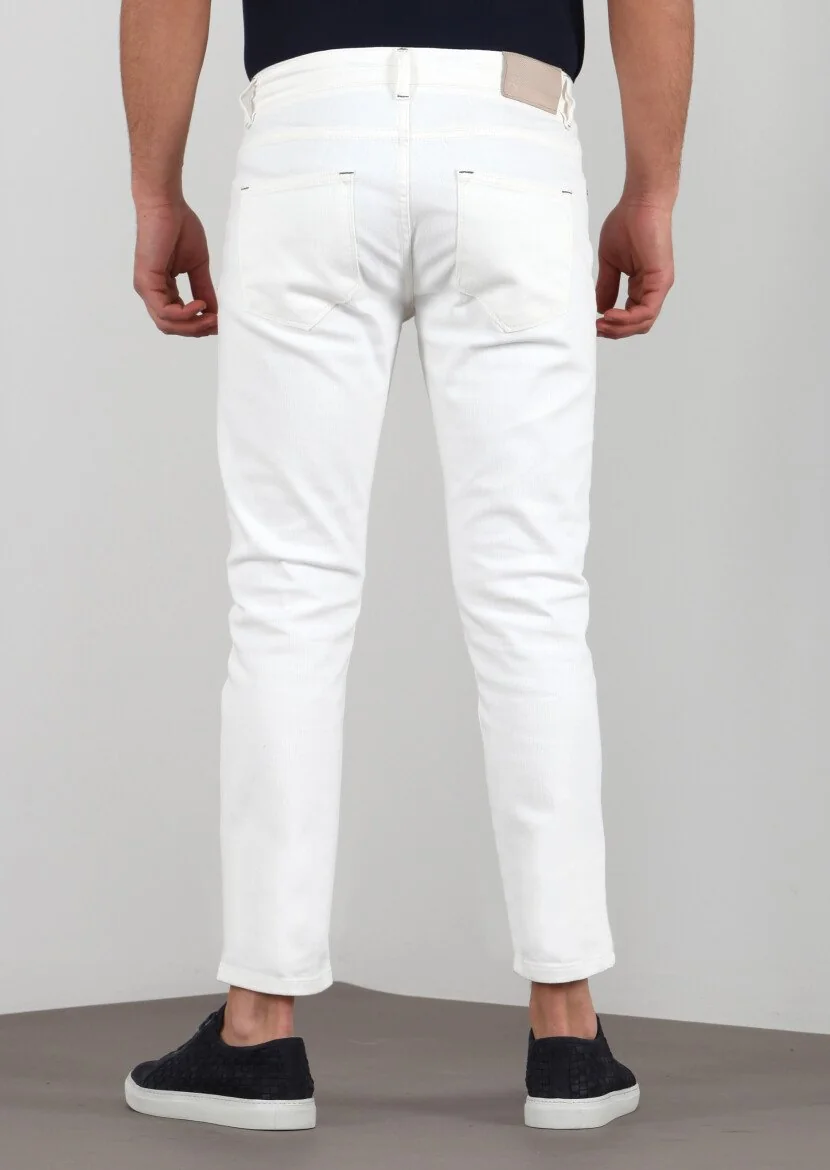 Ekru Pamuk Karışımlı Denim Pantolon - 2