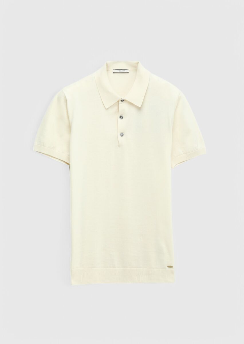 Ekru Polo Yaka %100 Pamuk Triko - 7
