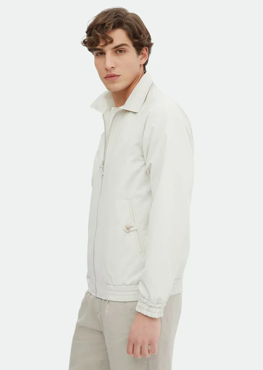 Ekru Regular Fit Gömlek Yaka Casual Dokuma Mont - 3