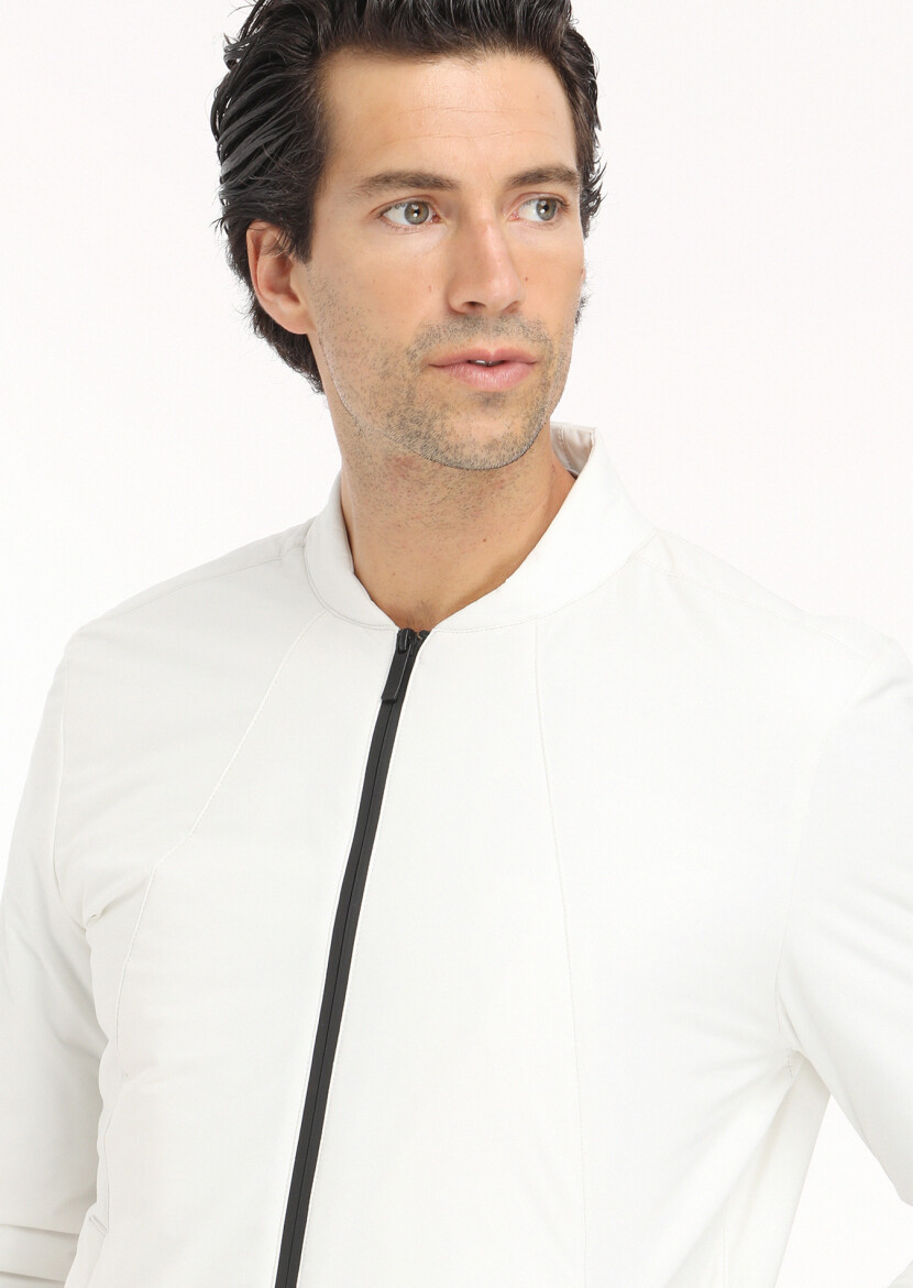 Ekru Regular Fit Hakim Yaka Casual Dokuma Mont - 4