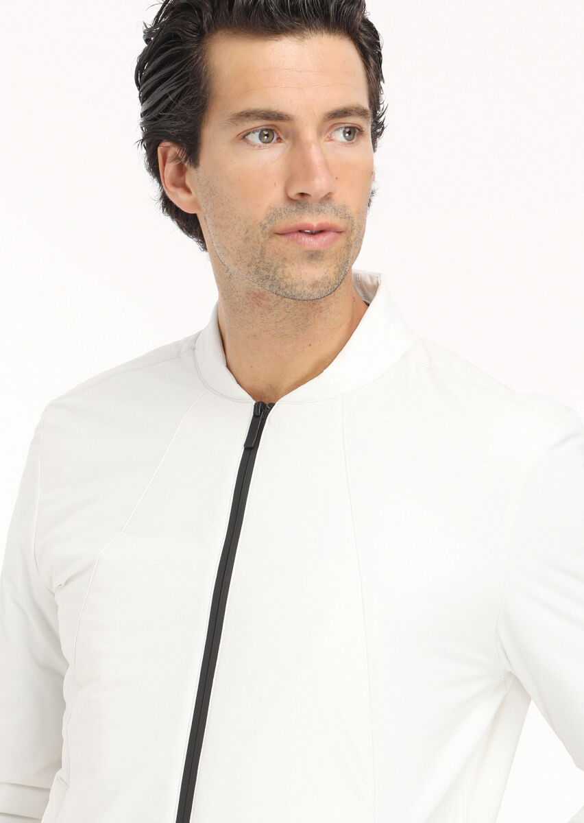 Ekru Regular Fit Hakim Yaka Casual Dokuma Mont - 4