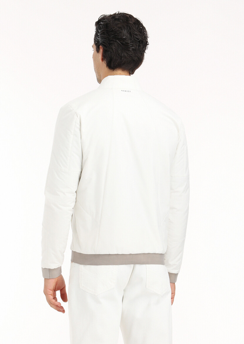 Ekru Regular Fit Hakim Yaka Casual Dokuma Mont - 6