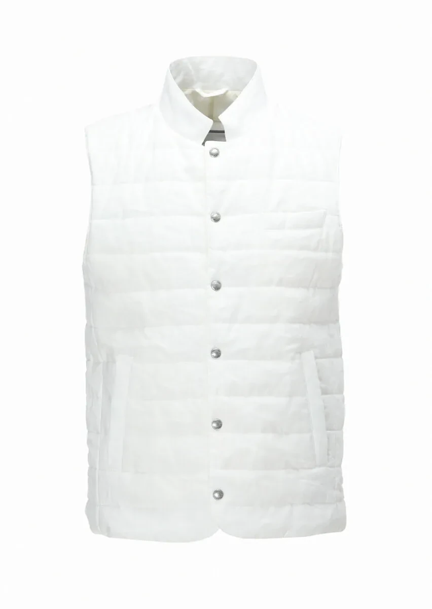 Ekru Regular Fit Hakim Yaka Casual Dokuma Spor Yelek - 6