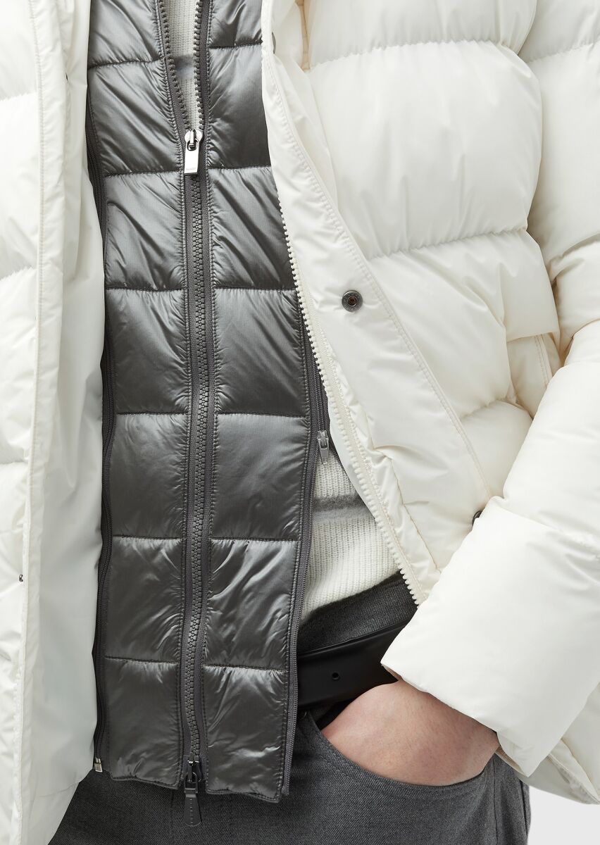 Ekru Regular Fit Kapüşonlu Casual Dokuma Mont - 6