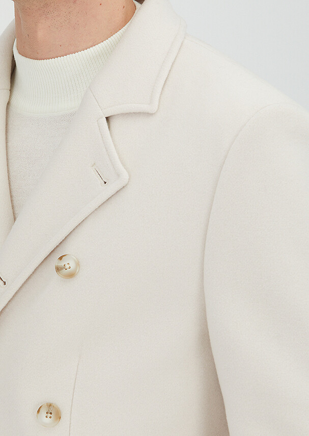 Ekru Regular Fit Kruvaze Yaka Casual Dokuma Kaban - 5