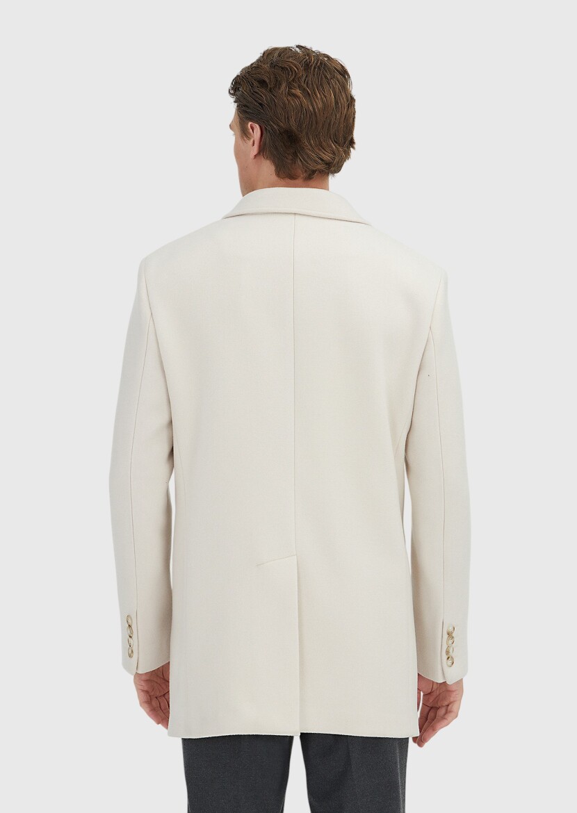 Ekru Regular Fit Kruvaze Yaka Casual Dokuma Kaban - 7