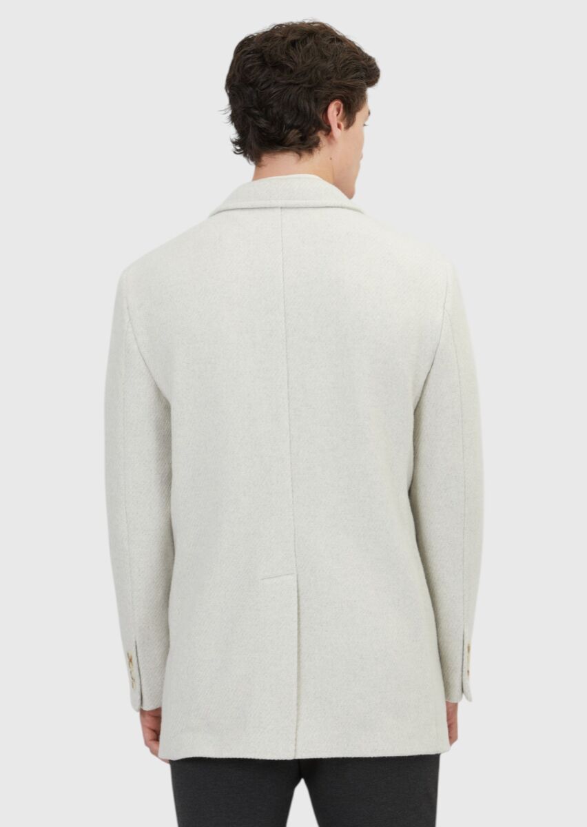 Ekru Regular Fit Kruvaze Yaka Casual Dokuma Kaban - 6