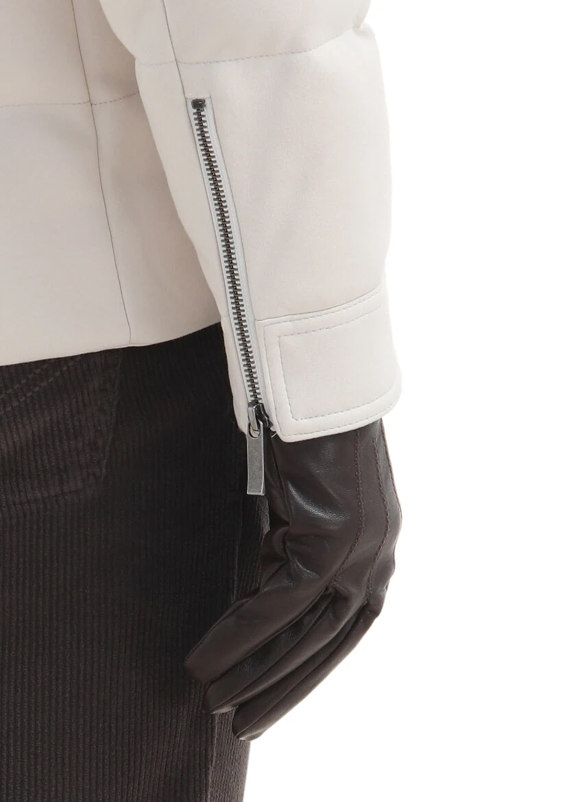 Ekru Regular Fit Örme Micro Jel Elyaflı Spor Ceket - 9