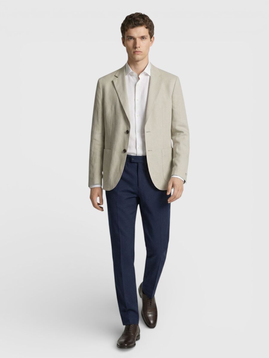 Ekru Zeroweight Slim Fit %100 Keten Ceket - 3