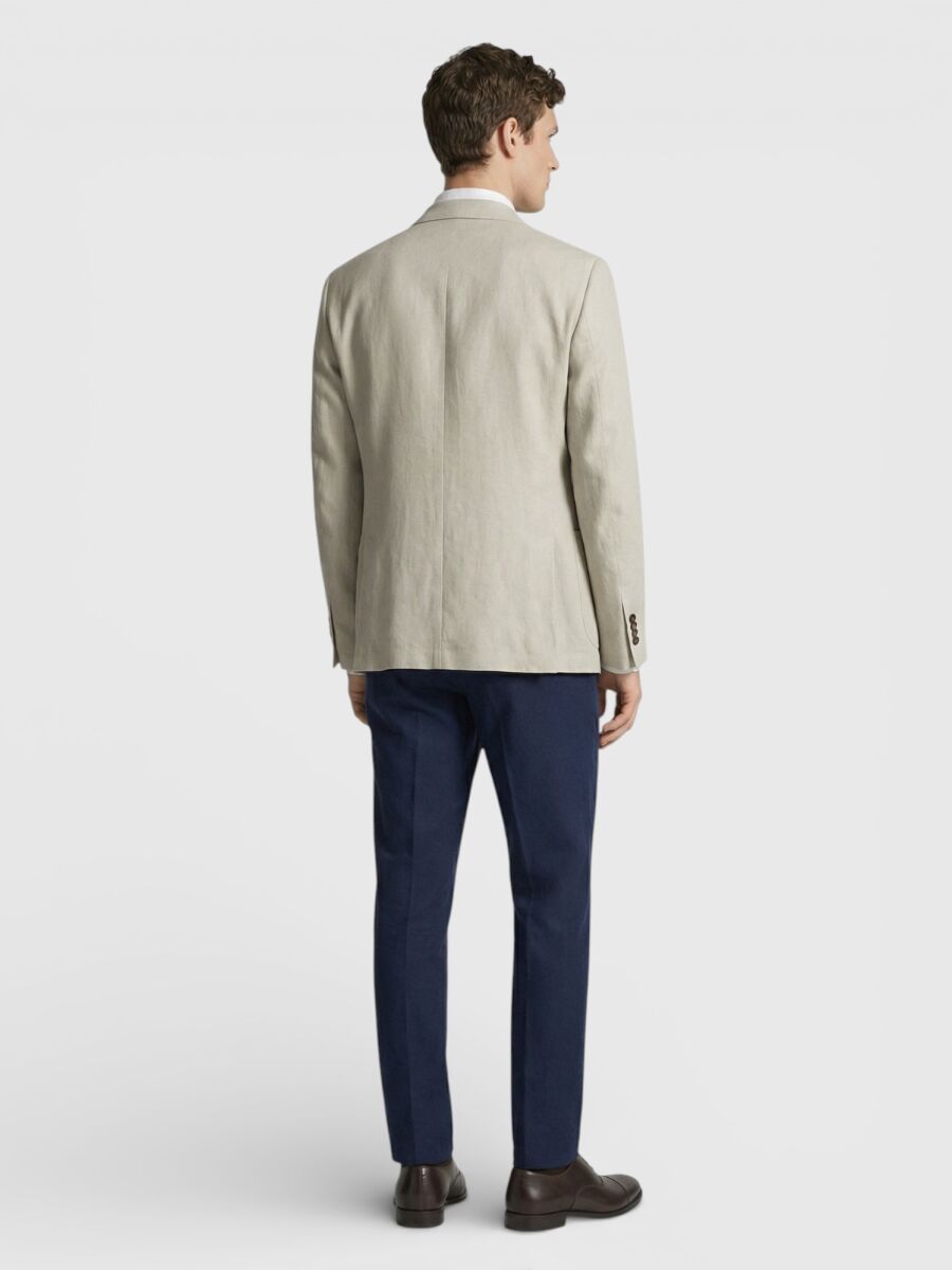 Ekru Zeroweight Slim Fit %100 Keten Ceket - 4