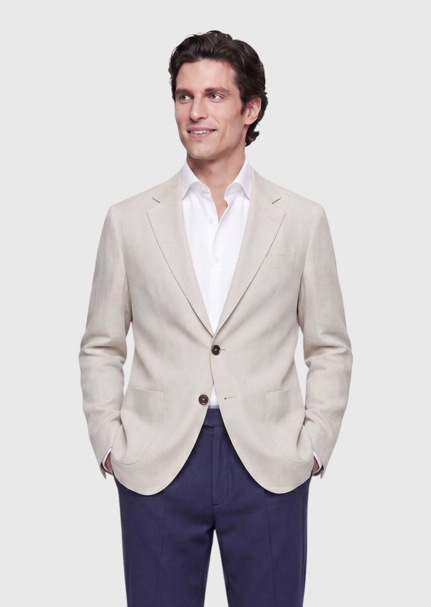Ekru Zeroweight Slim Fit %100 Keten Ceket - 1