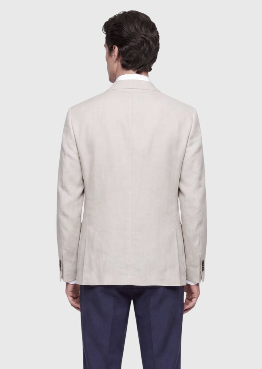 Ekru Zeroweight Slim Fit %100 Keten Ceket - 5