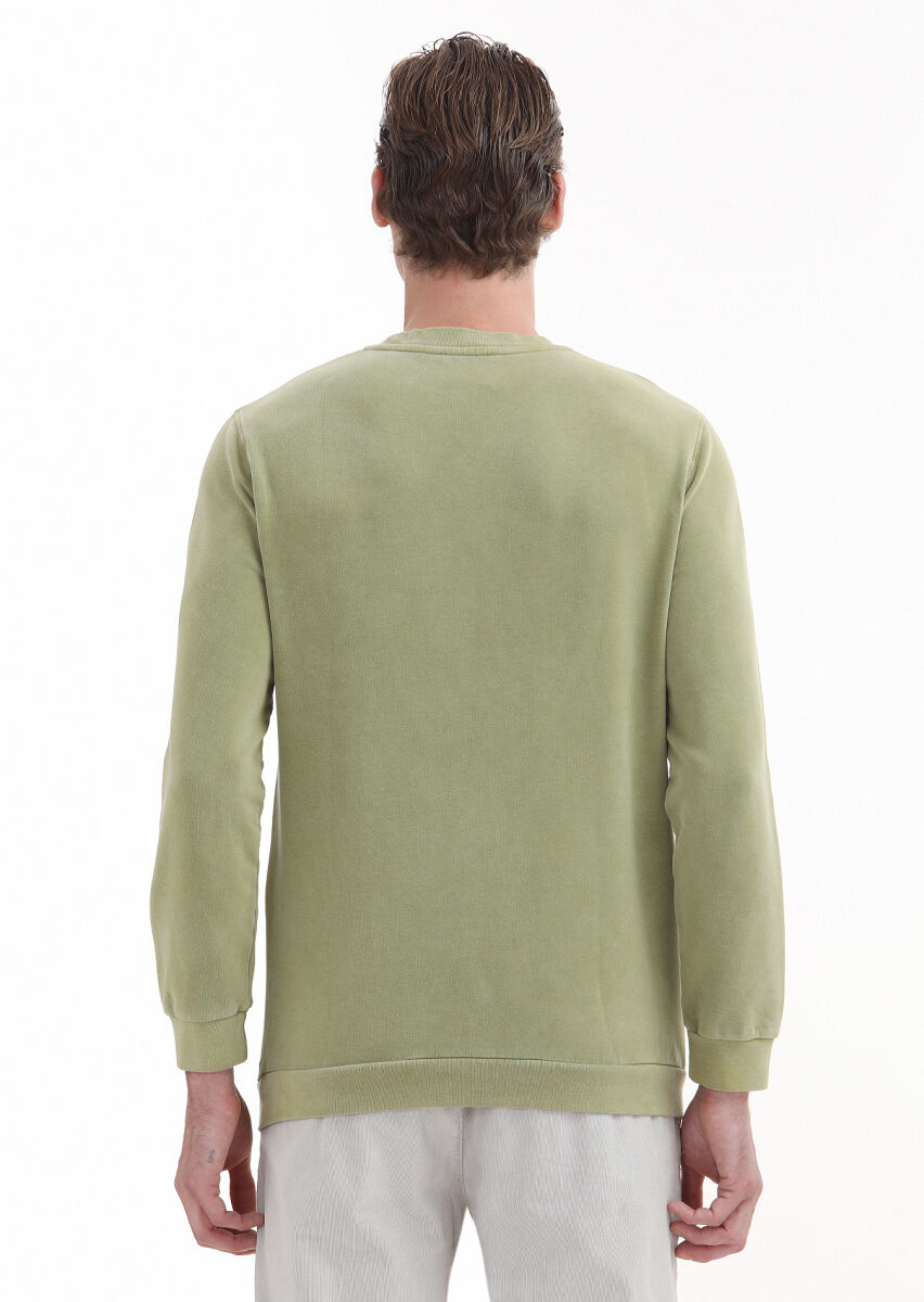 Green Crew Neck Printed Sweatshirt - 3