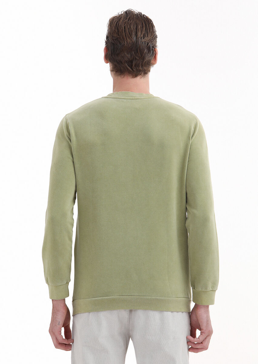 Green Crew Neck Printed Sweatshirt - 4