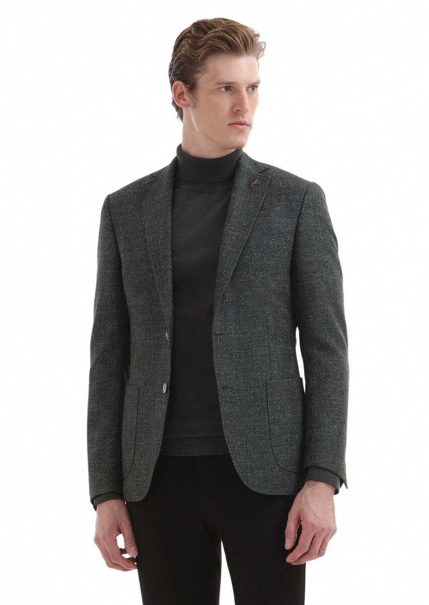 Green Plain Zeroweight Slim Fit Silk Blended Jacket - 2