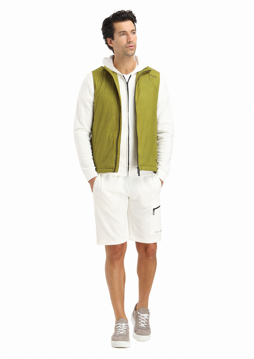 Green Weaving Puffer Vest - 1