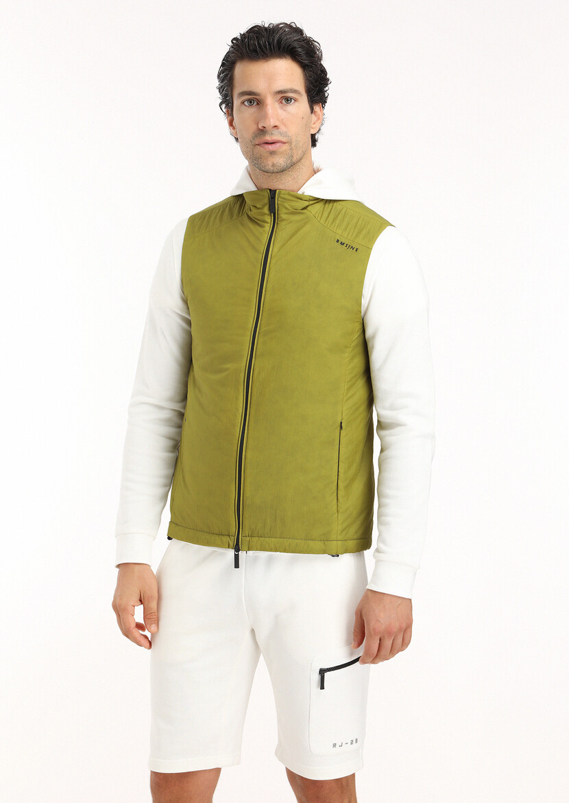 Green Weaving Puffer Vest - 2