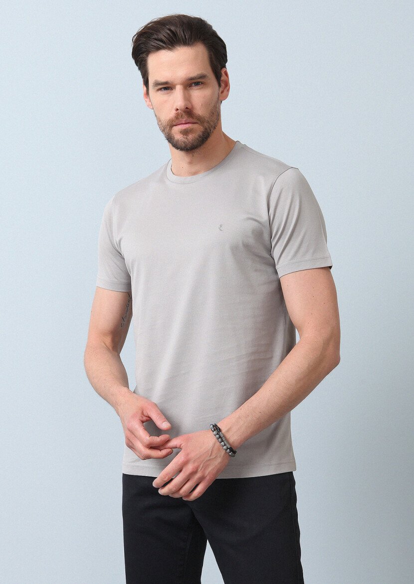 Grey 100% Cotton T-Shirt - 1