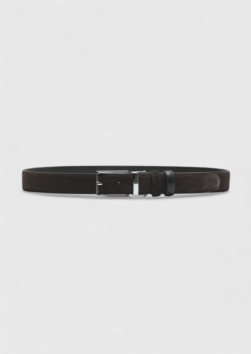 Grey %100 Leather Belt - 1