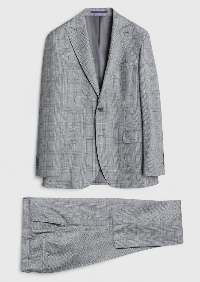 Grey Checkered Zeroweight Slim Fit Wool Blended Suit - 7