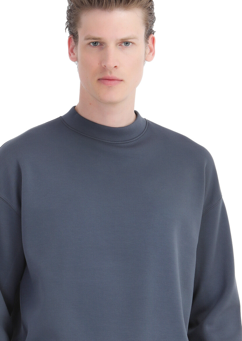 Grey Crew Neck Plain Sweatshirt - 3