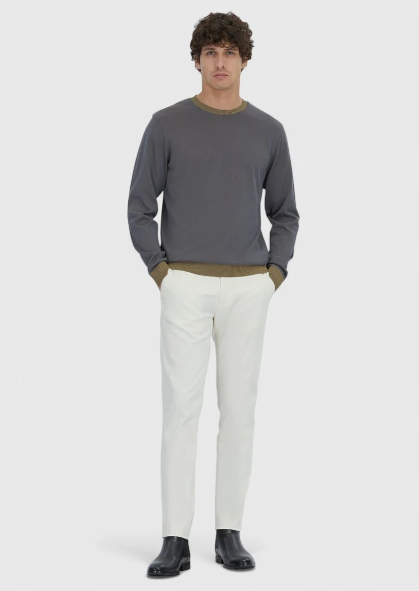 Grey Crew Neck Plain Sweatshirt 
