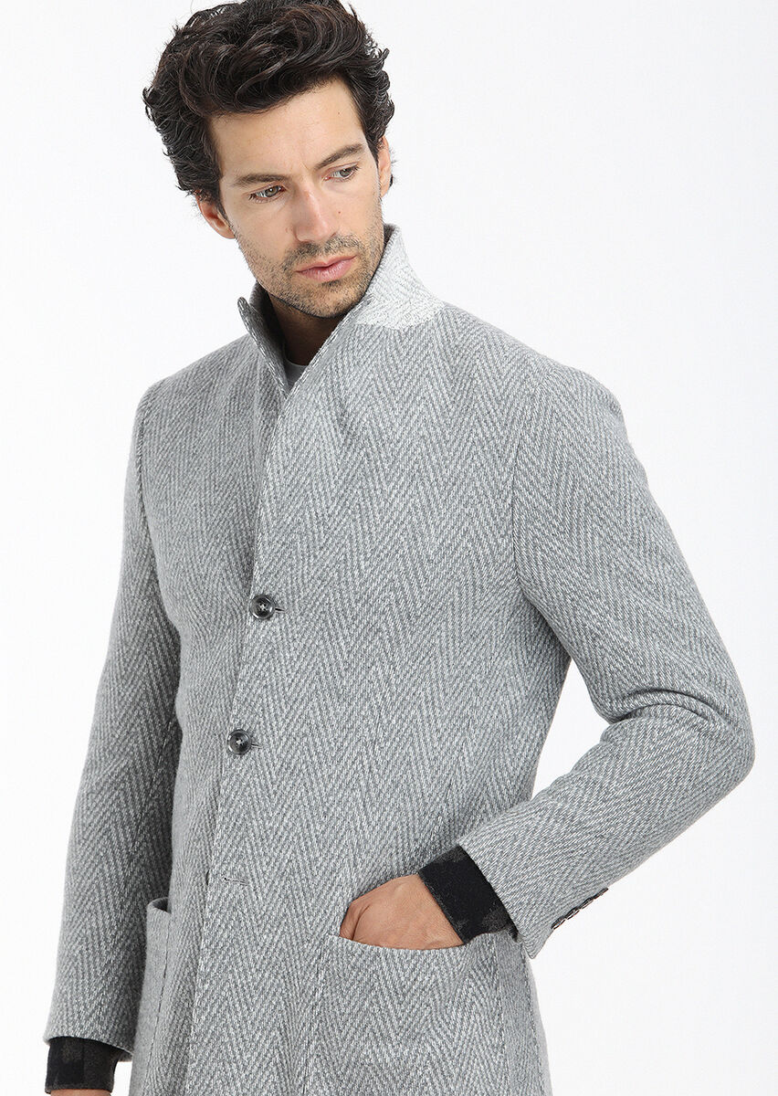 Grey Knitting Overcoat - 2