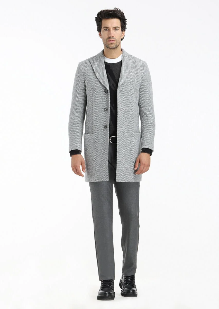 Grey Knitting Overcoat - 1