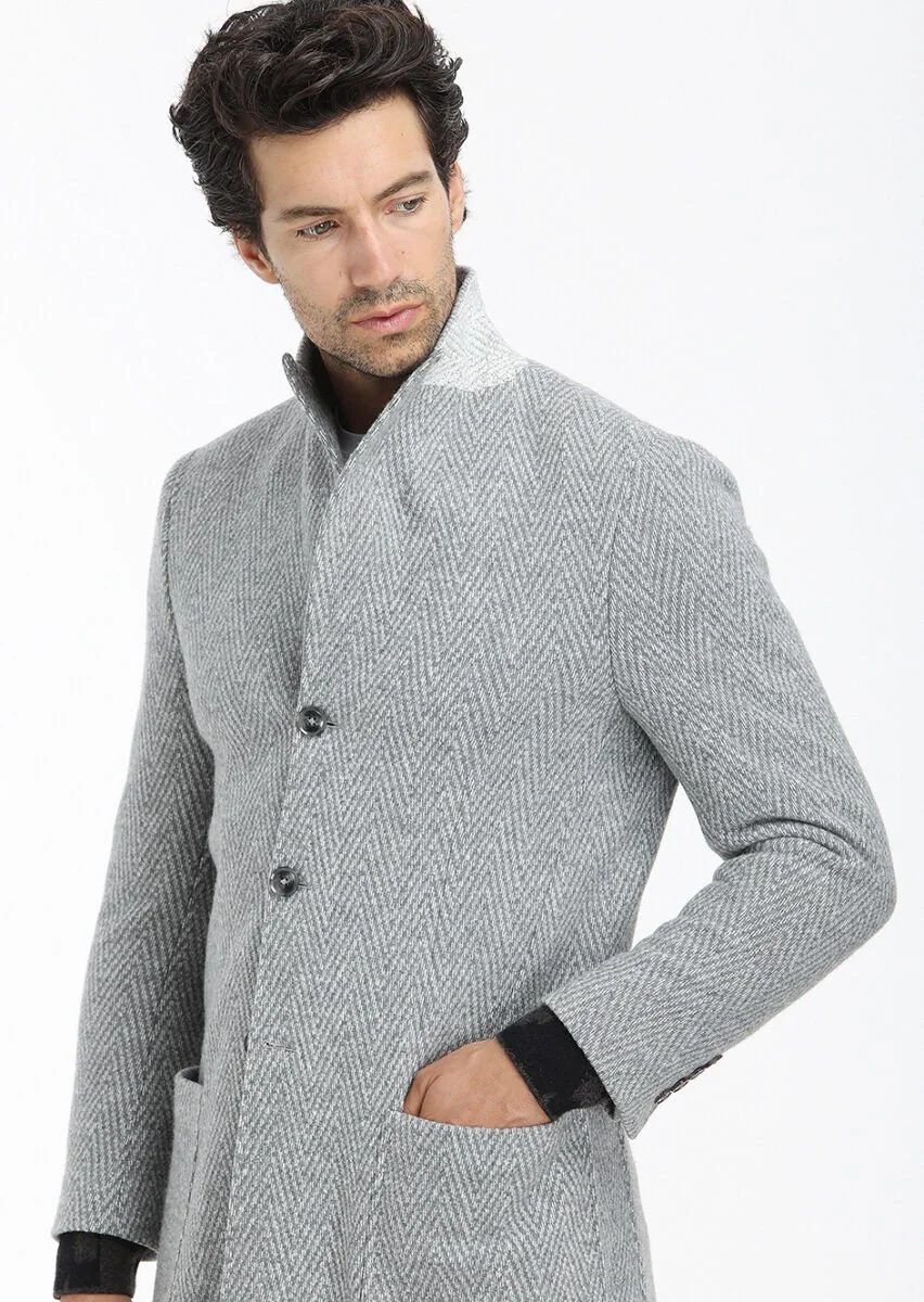 Grey Knitting Overcoat - 2