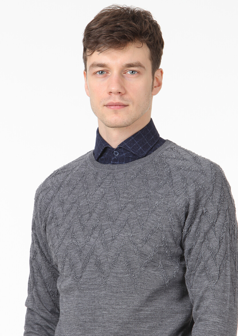 Grey Knitwear Sweatshirt - 2