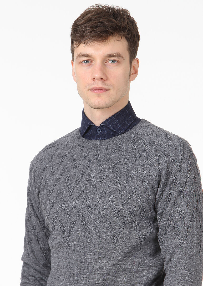 Grey Knitwear Sweatshirt - 2