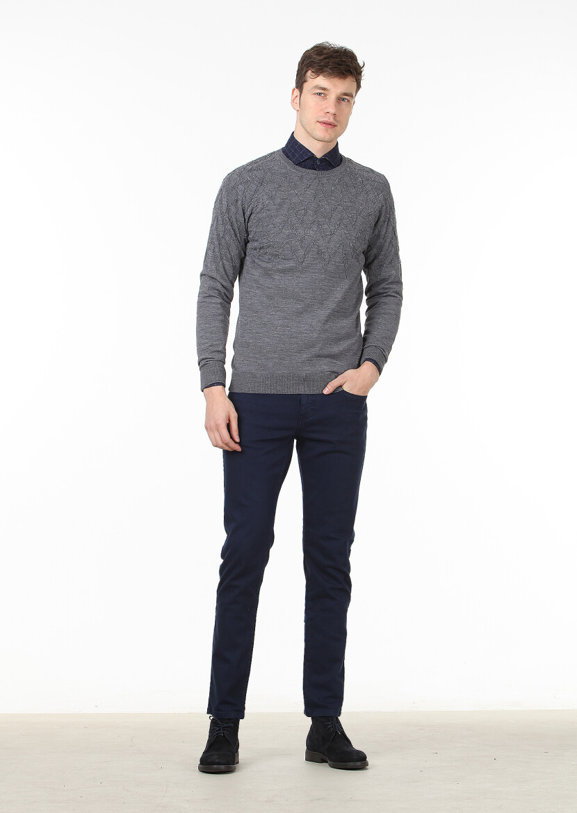 Grey Knitwear Sweatshirt - 3