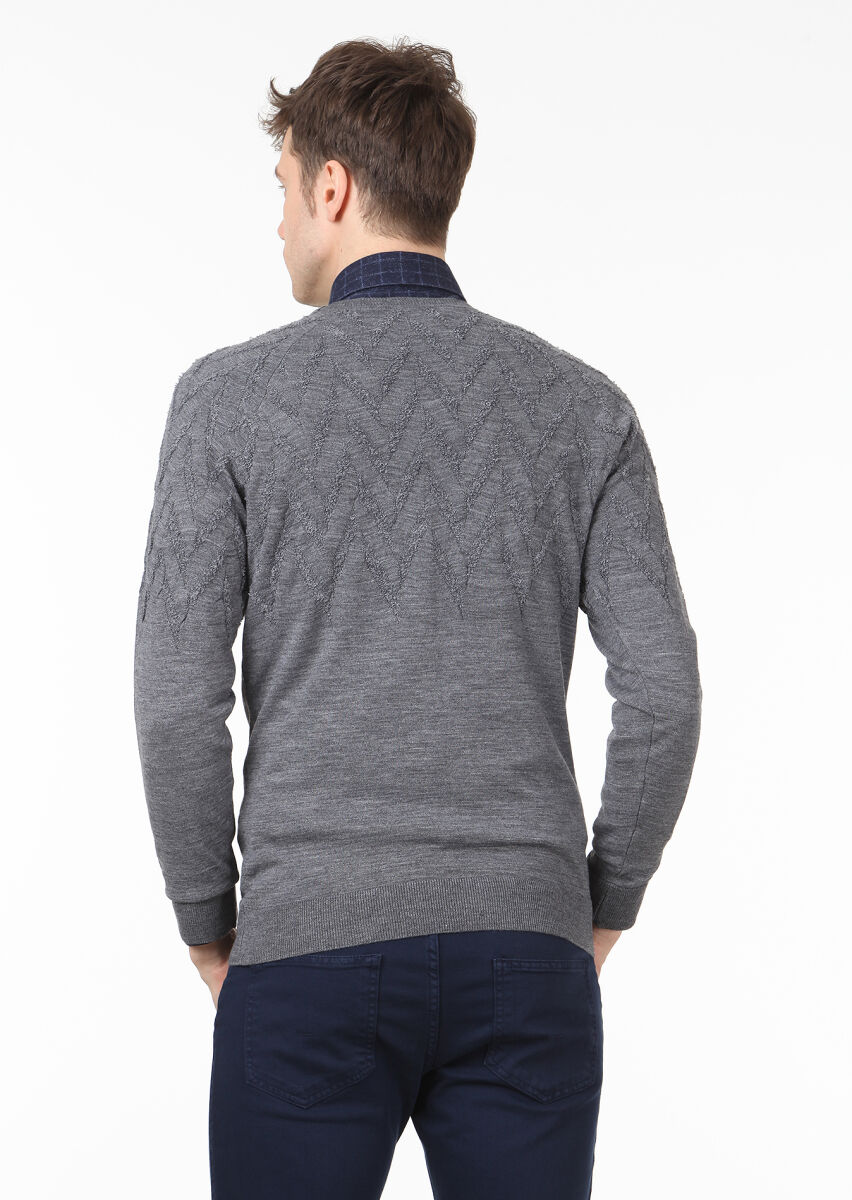 Grey Knitwear Sweatshirt - 4