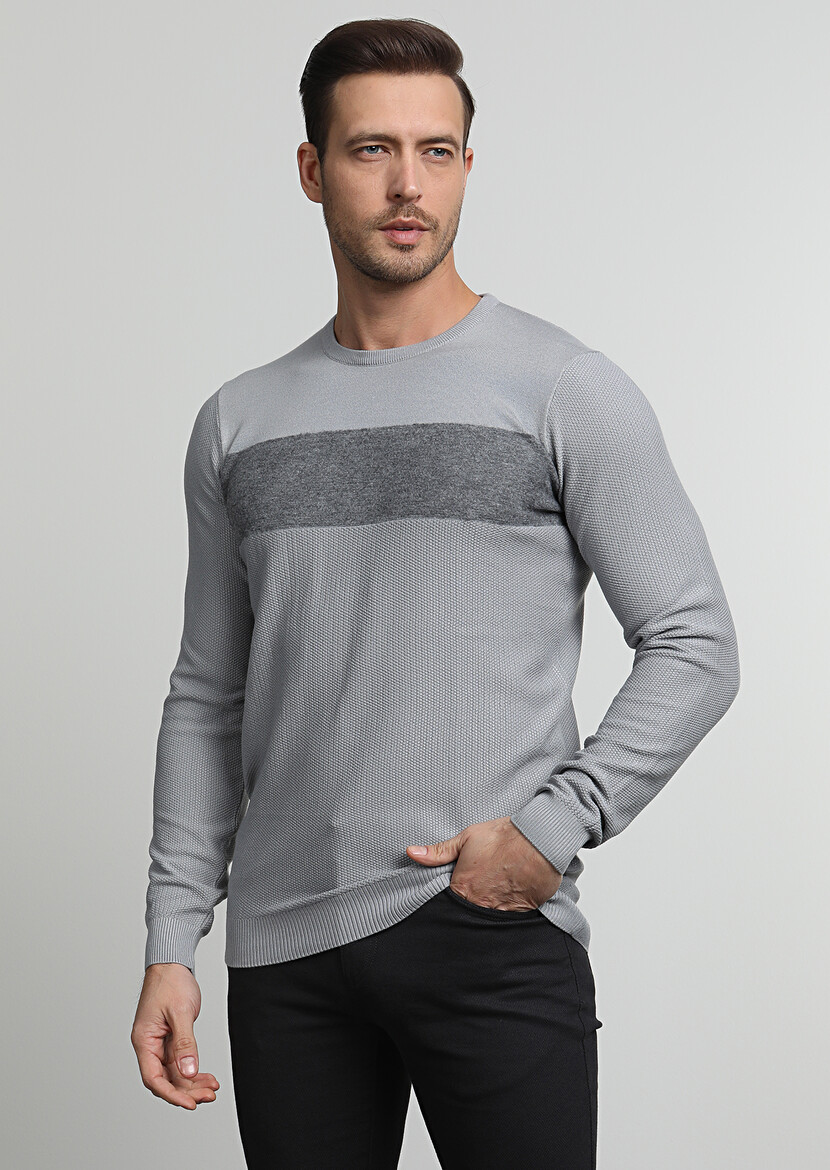 Grey Knitwear Sweatshirt - 3