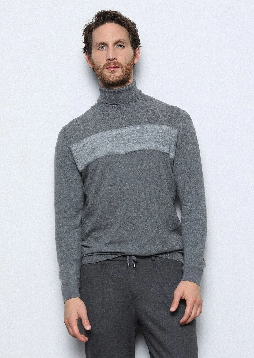 Grey Knitwear Sweatshirt - 2