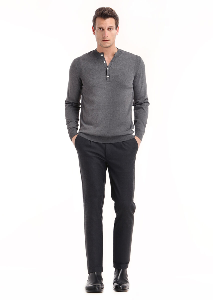 Grey Knitwear Sweatshirt - 1