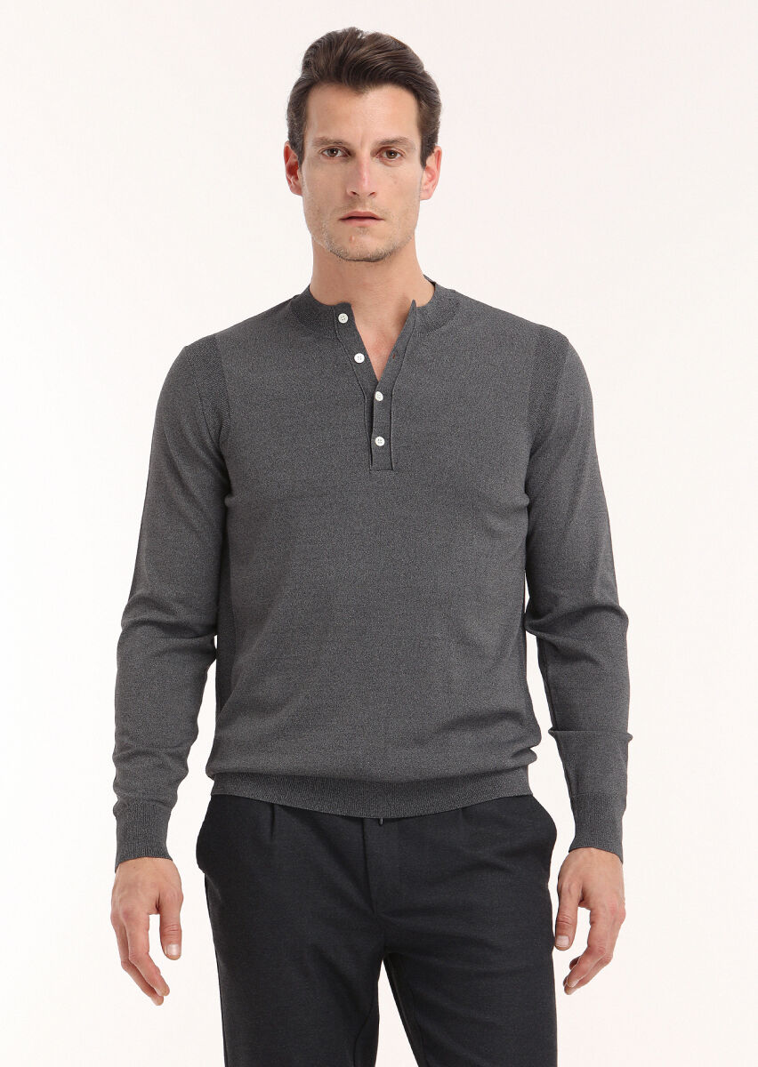 Grey Knitwear Sweatshirt - 2