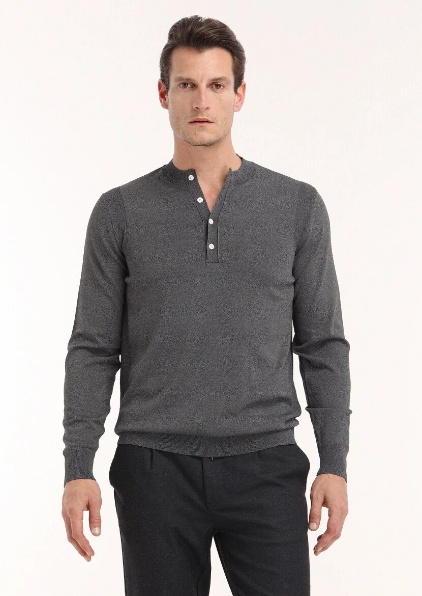 Grey Knitwear Sweatshirt - 2
