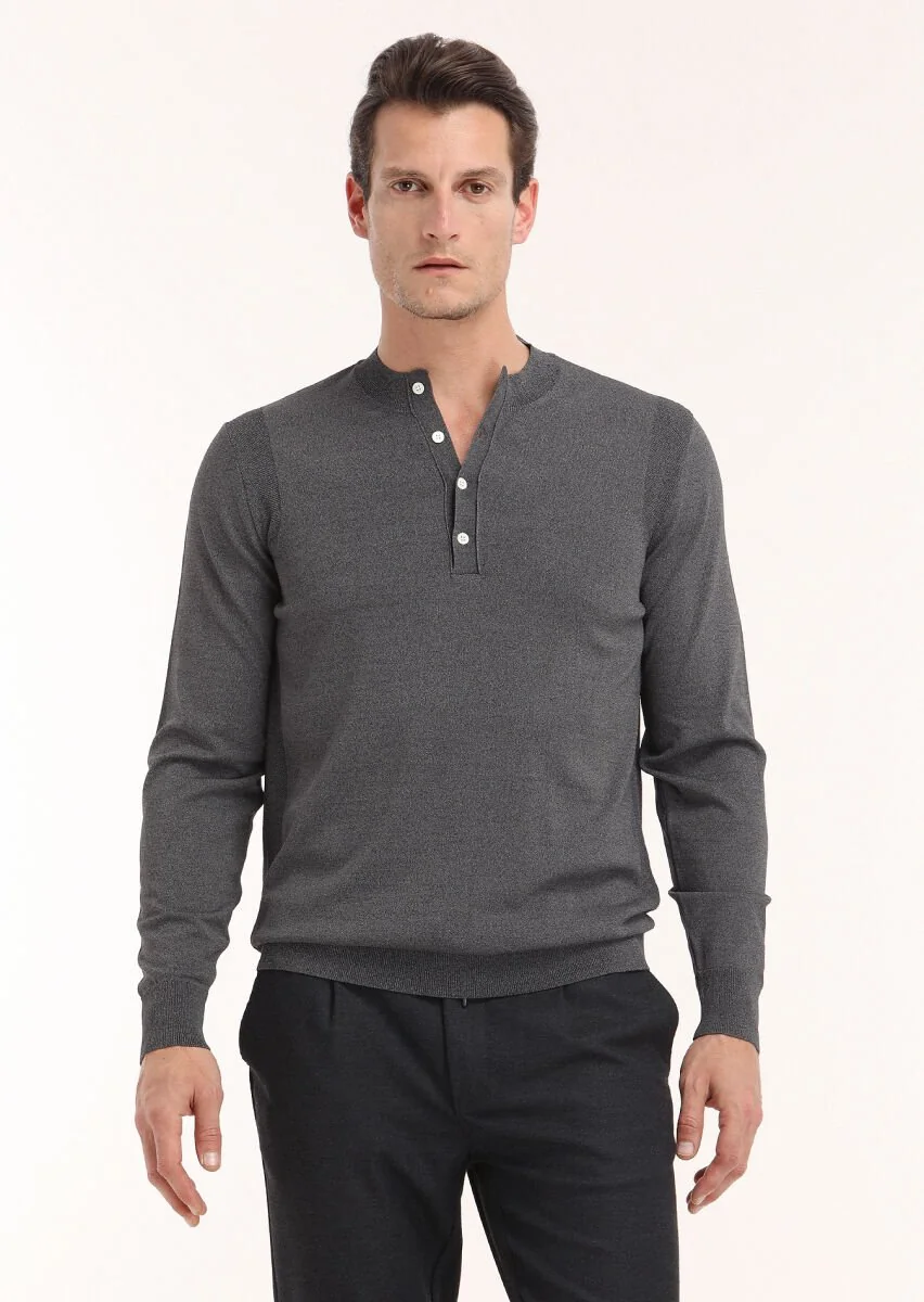 Grey Knitwear Sweatshirt - 2