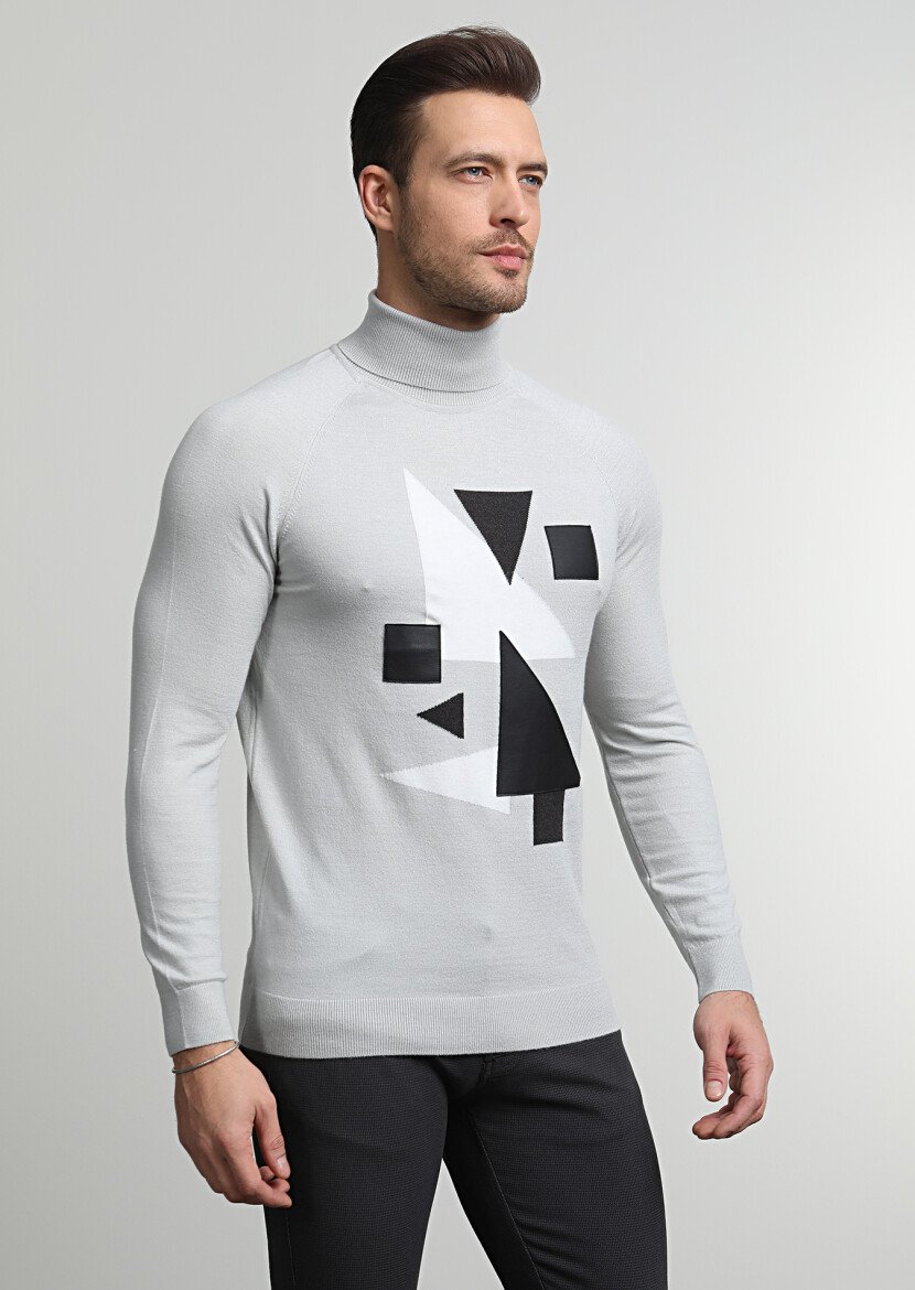 Grey Knitwear Sweatshirt - 1
