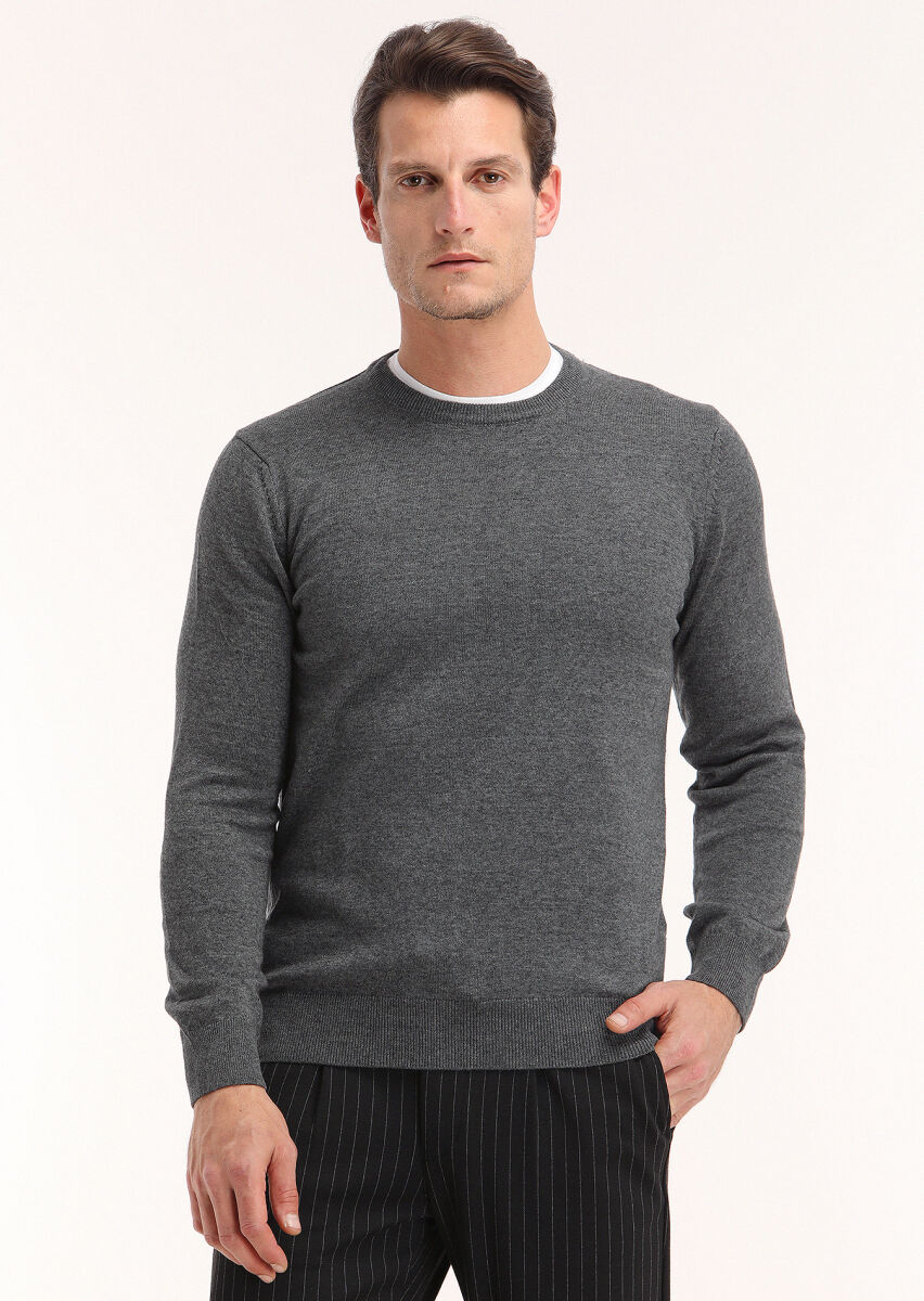 Grey Knitwear Sweatshirt - 2