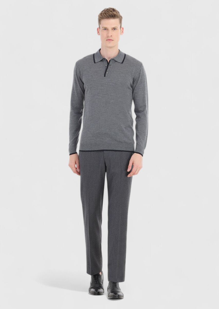 Grey Knitwear Sweatshirt - 1