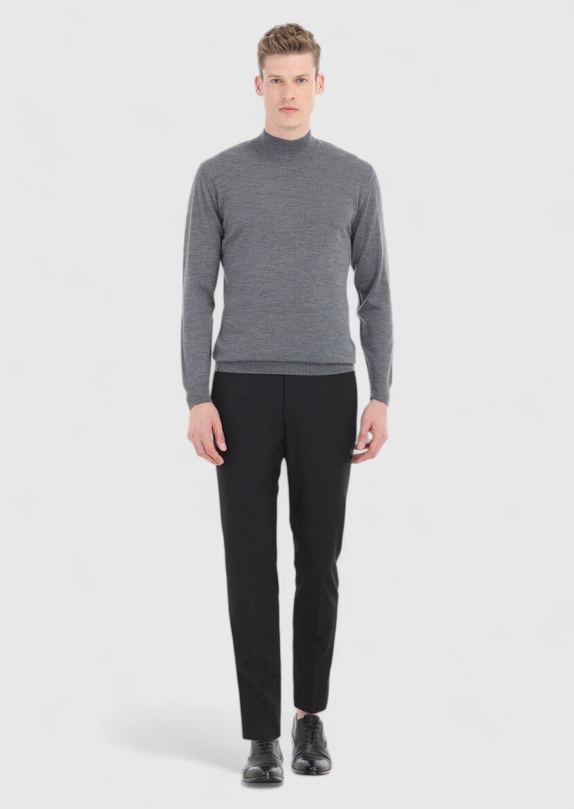 Grey Knitwear Sweatshirt - 1