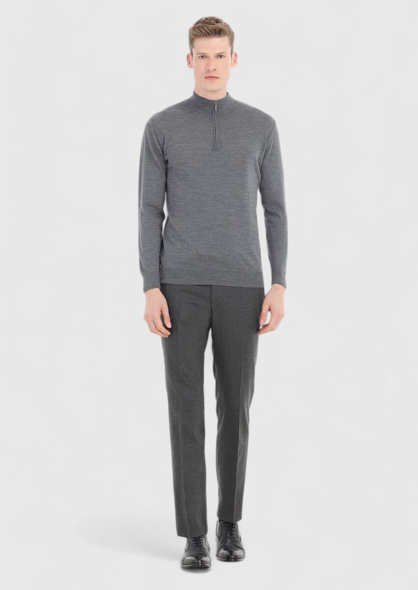 Grey Knitwear Sweatshirt - 1